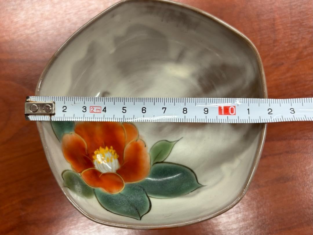 京焼陶あん窯 土渕陶あん デザート皿 ツバキ 色絵付け 割烹 5客